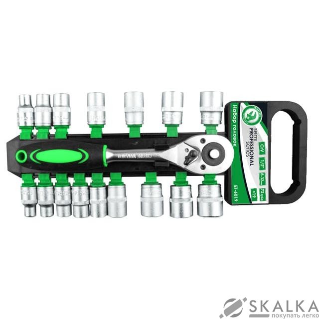На фото Набор головок Intertool 20 ед 3/8" 6-24 мм с рукояткой Cr-V (ET-6020)