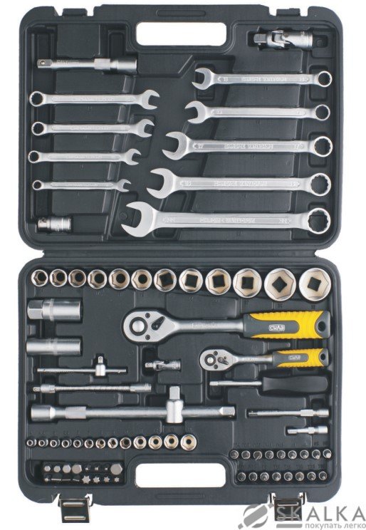 Набор Сила насадок торцевых с трещоткой 1/4, 1/2 и ключей CrV 82 шт (251282) На фото Набор Сила насадок торцевых с трещоткой 1/4, 1/2 и ключей CrV 82 шт (251282)