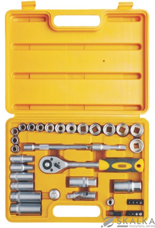 На фото Набор Сила насадок торцевых c трещоткой стандарт 3/8 40 шт (251340)