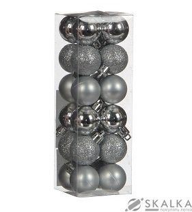 На фото Елочные шарики House of Seasons комплект 24 шт серый (1025915)
