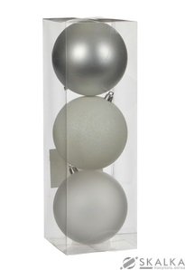 На фото Елочные шарики House of Seasons комплект 3 шт микс белый, серый (1025943)