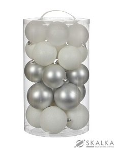 На фото Елочные шарики House of Seasons комплект 23 шт микс белый и серебристый (1028453)