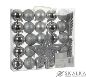 На фото Елочные шарики House of Seasons набор из 33 шт оттенки серого (1028464)