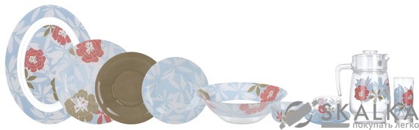 На фото Сервиз Luminarc Peony Floral Blue 46 предметов (N6255)