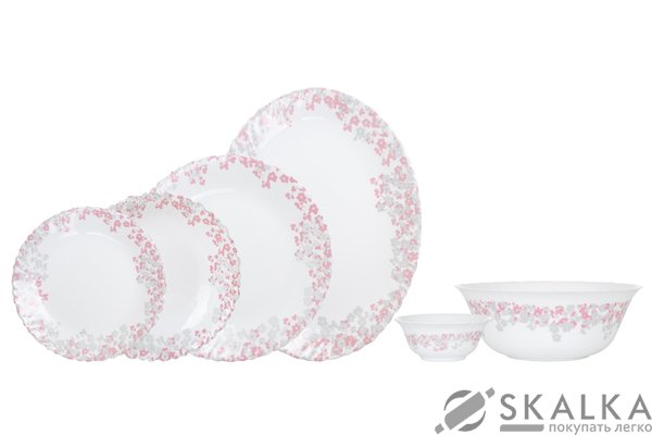 На фото Сервиз столовый Arcopal Florinia Pink&Grey 26 предметов (N1081)