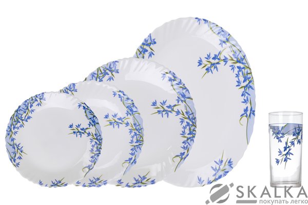 На фото Сервиз столовый Arcopal Aliya Blue 25 предметов (L5296)