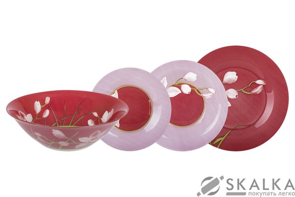 На фото Сервиз столовый Luminarc Red Orchis 19 предметов (G0663)
