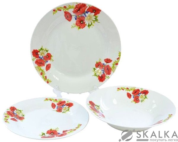 На фото Набор столовый Оселя 18 предметов Маки И Ромашка (21-206-111)