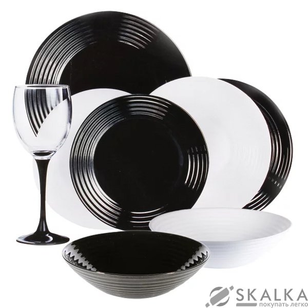 На фото Сервиз столовый Luminarc Harena Black&White 24 предмета (N2243)