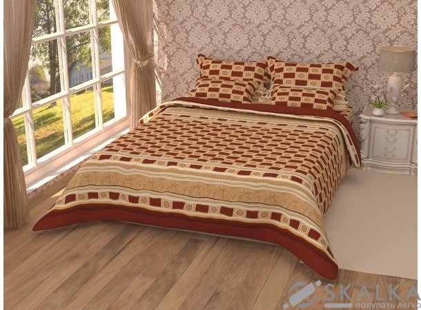 На фото Постельное белье Leleka-Textile Полиэстер 200х220 Бежевое Евро
