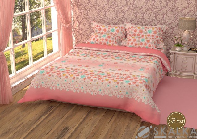 На фото Постельное белье Leleka-Textile Полиэстер 200х220 Розовое Евро