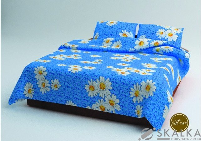 На фото Постельное белье Leleka-Textile Полиэстер 200х220 Синие Евро