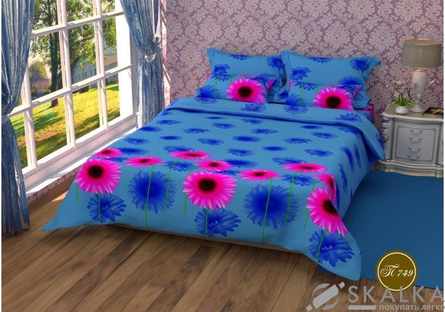 На фото Постельное белье Leleka-Textile Полиэстер 145х210 Синие Полуторные