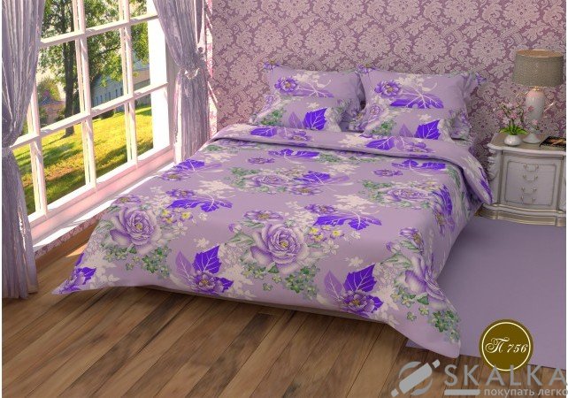 На фото Постельное белье Leleka-Textile Полиэстер 200х220 Сиреневое Евро