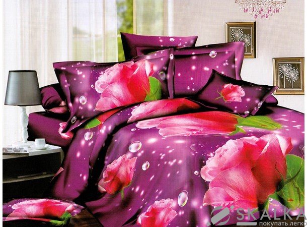 На фото Постельное белье Leleka-Textile Полисатин 175х210 Пурпурное Двуспальное