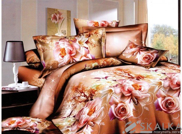 На фото Постельное белье Leleka-Textile Полисатин 175х210 Коричневое Двуспальное