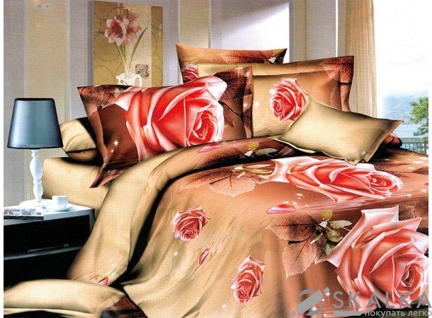 На фото Постельное белье Leleka-Textile Полисатин 175х210 Коричневое Двуспальное