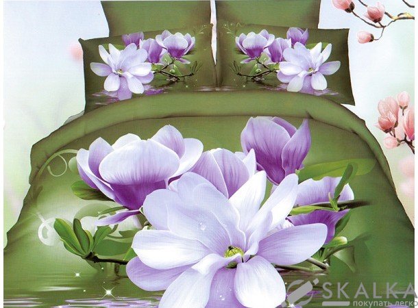 На фото Постельное белье Leleka-Textile Полисатин 175х210 Зеленое Двуспальное