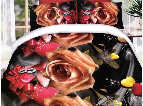 На фото Постельное белье Leleka-Textile Полисатин 175х210 Черное Двуспальное