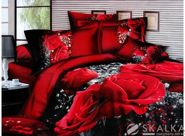 На фото Постельное белье Leleka-Textile Полисатин 145х210 Красное Полуторные