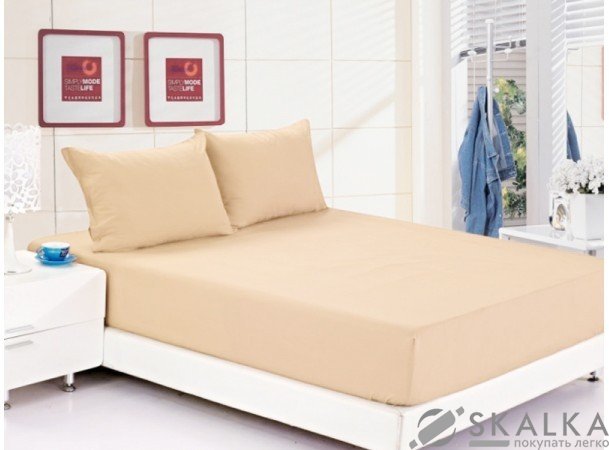 На фото Постельное белье Leleka-Textile Ранфорс Бежевое Евро