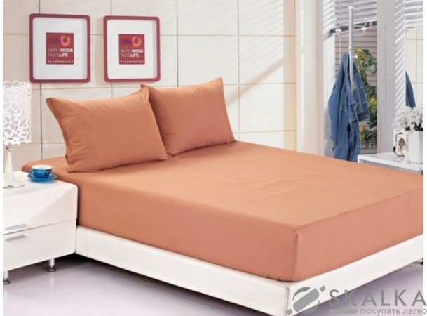 На фото Постельное белье Leleka-Textile Ранфорс Коричневое Евро