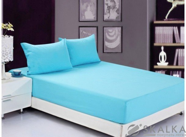 На фото Постельное белье Leleka-Textile Ранфорс Голубое Евро