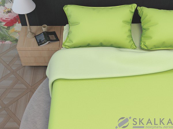 На фото Постельное белье Leleka-Textile Ранфорс 200х220 Салатовое Евро