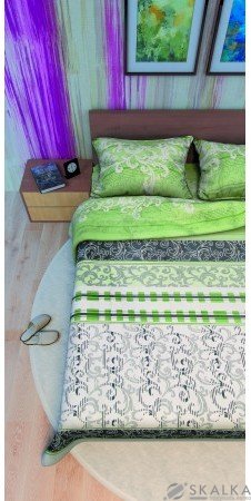На фото Постельное белье Leleka-Textile Ранфорс 145х210 Зеленое Полуторные