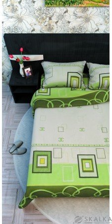 На фото Постельное белье Leleka-Textile Ранфорс 145х210х2 Зеленое Семейное