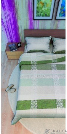 На фото Постельное белье Leleka-Textile Ранфорс 145х210х2 Зеленое Семейное