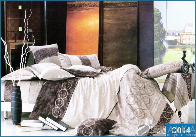 На фото Постельное белье Leleka-Textile Сатин 200х220 Бежевое Евро