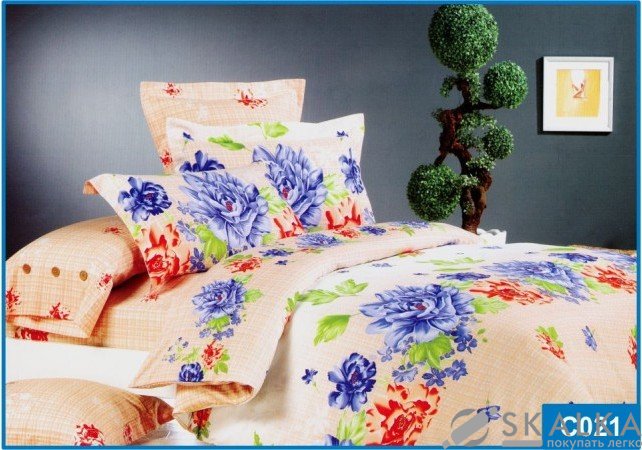На фото Постельное белье Leleka-Textile Сатин 200х220 Оранжевое Евро