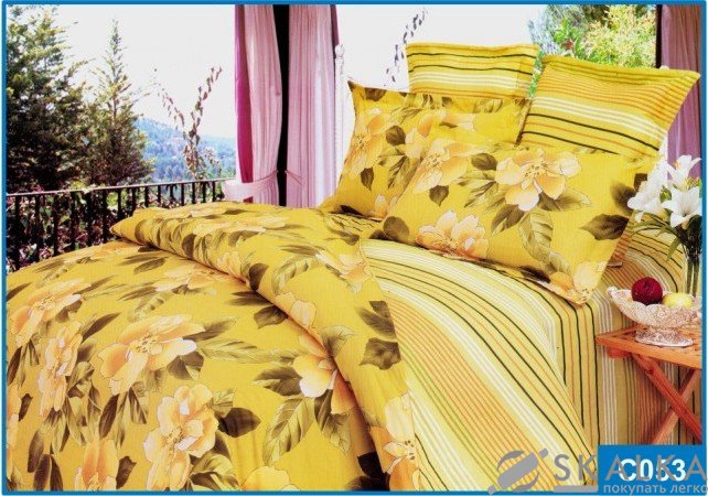 На фото Постельное белье Leleka-Textile Сатин 150х210 Желтое Полуторные