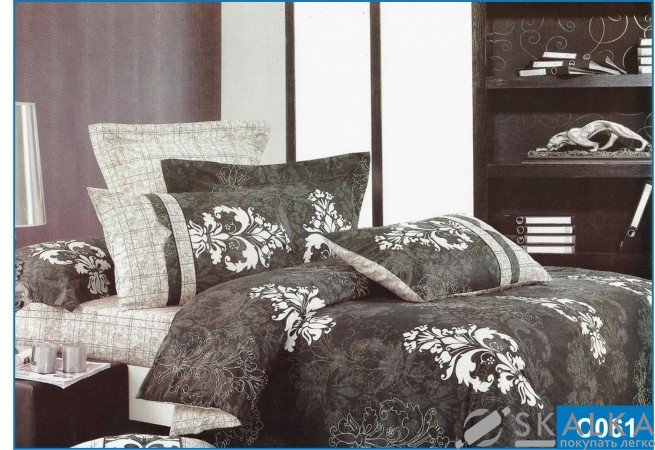 На фото Постельное белье Leleka-Textile Сатин 200х220 Серое Евро