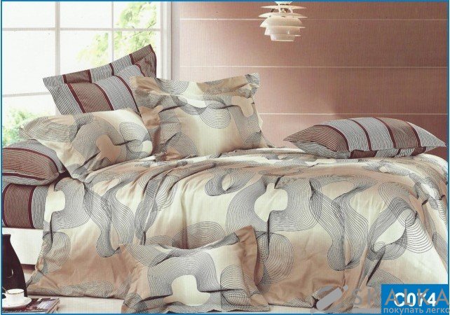 На фото Постельное белье Leleka-Textile Сатин 150х210х2 Бежевое Семейное