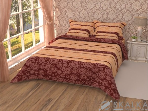 На фото Постельное белье Leleka-Textile Полиэстер 175х210 Оранжевое Двуспальное
