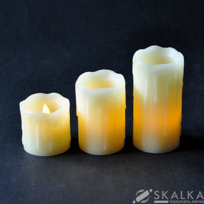 На фото Комплект 3-х свечей декоративных Mica Decorations кремово-желтые (8712799937901)