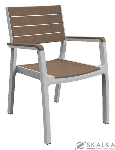 Стул пластиковый Keter Harmony armchair бело-коричневый (7290106926431) На фото Стул пластиковый Keter Harmony armchair бело-коричневый (7290106926431)