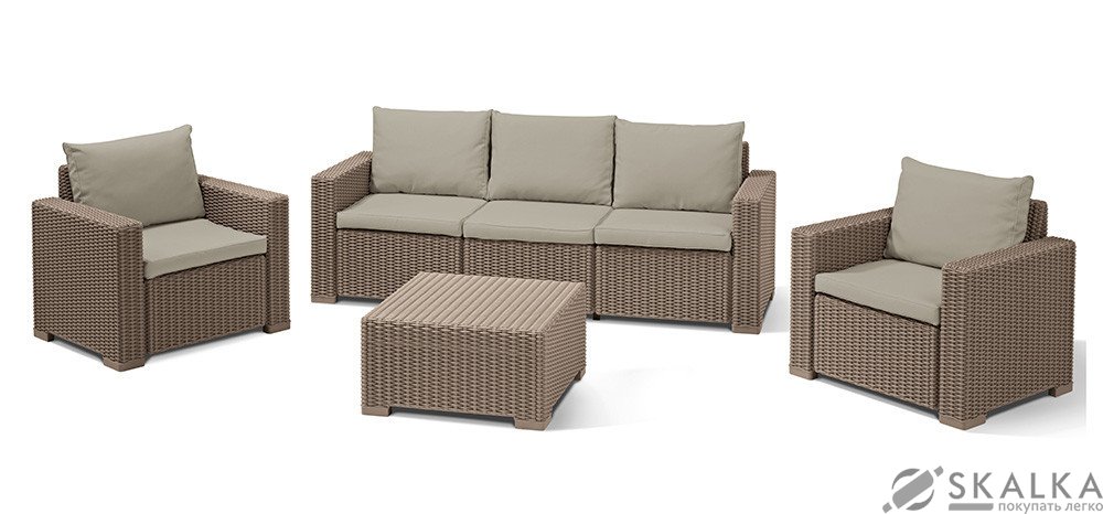 Комплект садовой мебели Allibert California 3 seater бежевый (3253929127021) На фото Комплект садовой мебели Allibert California 3 seater бежевый (3253929127021)