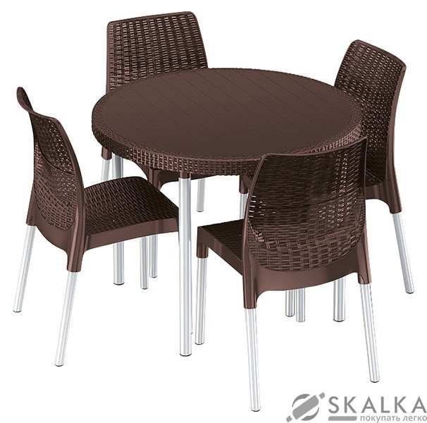 На фото Комплект садовой мебели Keter Jersey set коричневый (7290106925007)