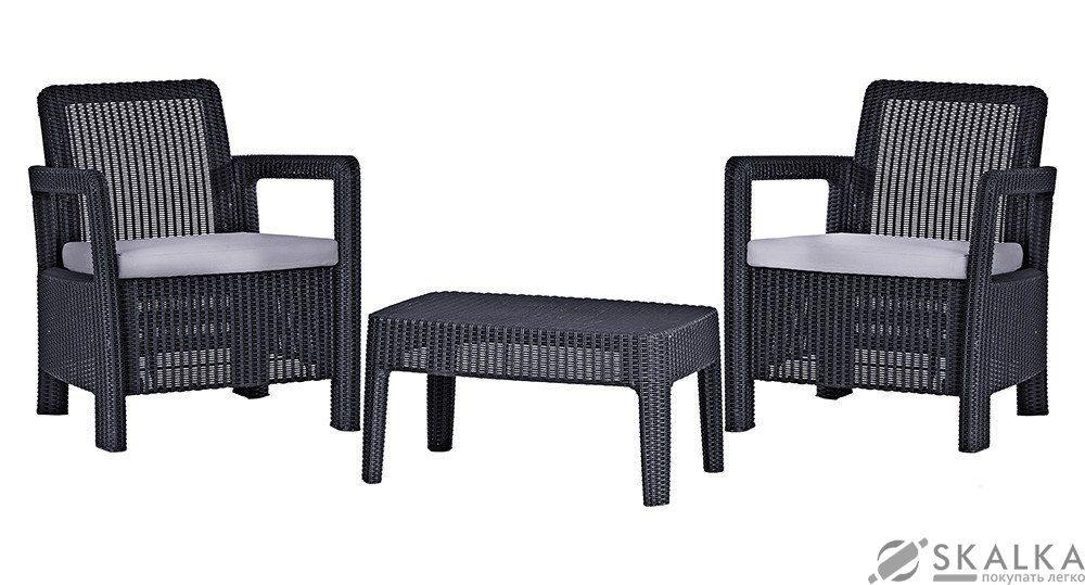 На фото Комплект садовой мебели Allibert Tarifa Balcony серый (3253929118036)