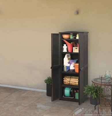 Ящик для хранения Keter Rattan style Tall Shed Compact Garden 430 л серый (7290103652739) На фото Ящик для хранения Keter Rattan style Tall Shed Compact Garden 430 л серый (7290103652739)