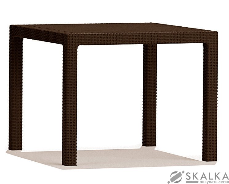 На фото Стол Keter искуственный ротанг Melody Quartet коричневый (7290103666132)