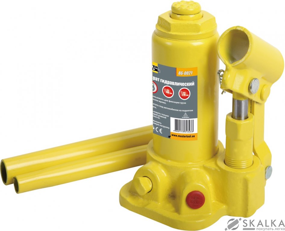Домкрат гидравлический бутылочный Mastertool 2 т 148-276 мм (86-0021) На фото Домкрат гидравлический бутылочный Mastertool 2 т 148-276 мм (86-0021)
