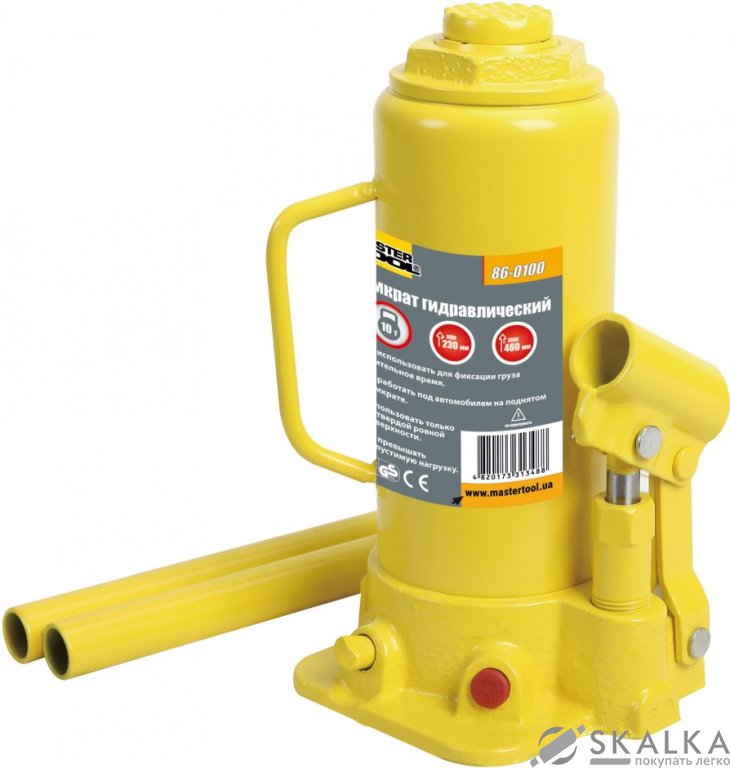 Домкрат гидравлический бутылочный Mastertool 10 т 230-460 мм (86-0100) На фото Домкрат гидравлический бутылочный Mastertool 10 т 230-460 мм (86-0100)