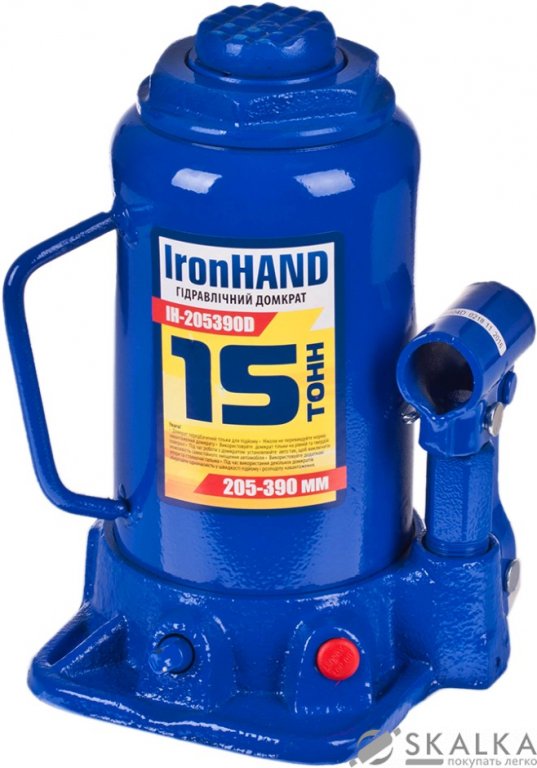 На фото Домкрат гидравлический Iron Hand 15 т 205-390 мм (IH-205390D)