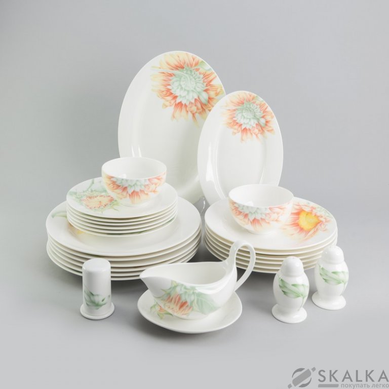 На фото Столовый сервиз Sakura Подсолнух 27 предметов (SK-0525)