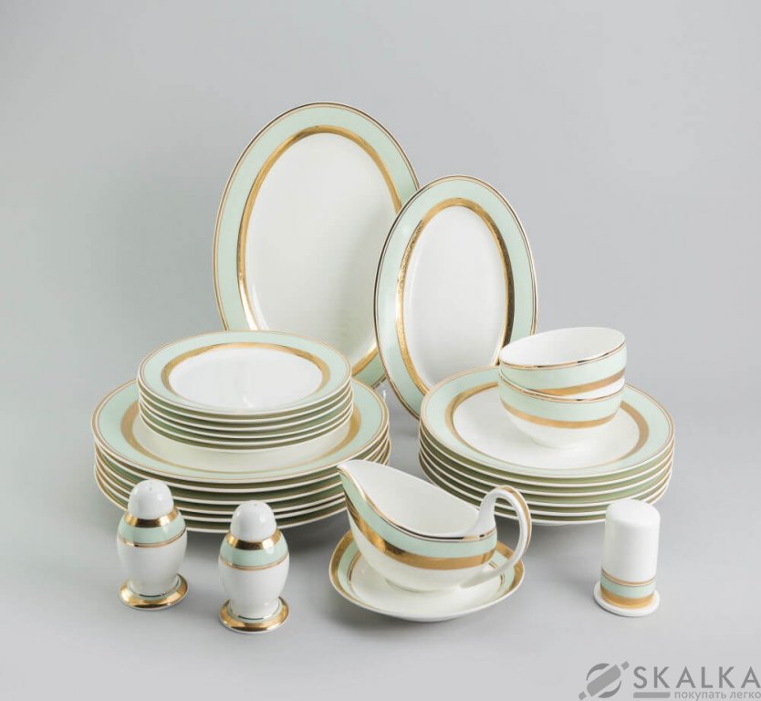 На фото Столовый сервиз Sakura Океан фарфор 27 предметов (SK-0527)