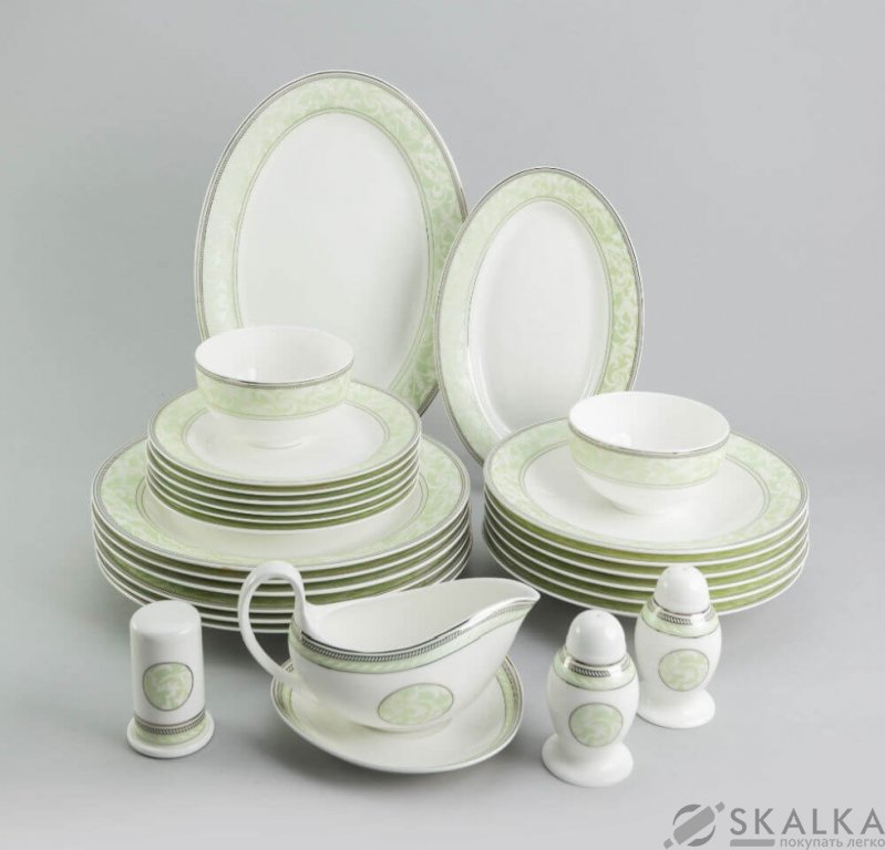 На фото Столовый сервиз Sakura Мята фарфор 27 предметов (SK-0522)
